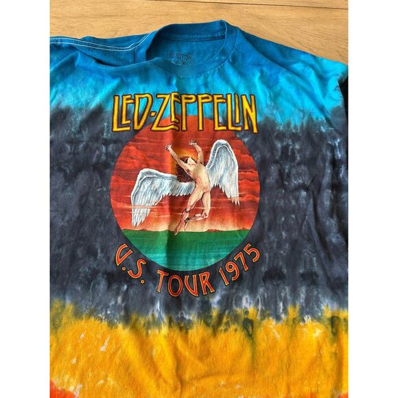 New Led Zeppelin Shirt 2XL Swan Song US Tour 1975 Rainbow Tie Dye Long Sleeve - Picture 7 of 9